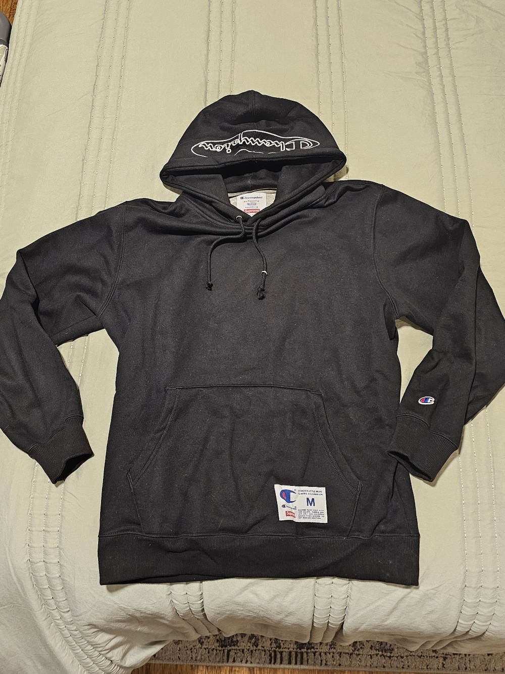 Supreme x Champion Black Outline Logo Hoodie